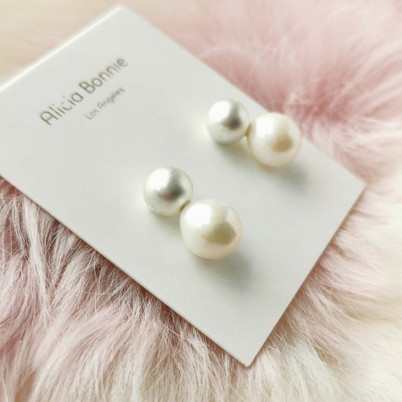 Alicia Bonnie silver Vera Pearl Earrings - Picture 2 of 3